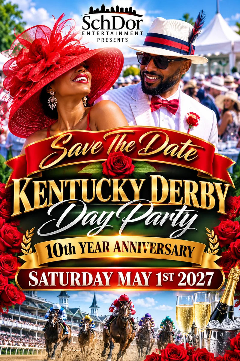 Save the date: SCHDOR Entertainment Kentucky Derby Day Party, 10th Year Anniversary, Saturday May 1, 2027